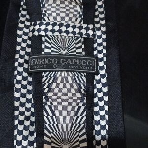 Enrico Capucci Black and White Geometric Tie
